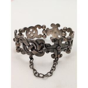 Vintage RARE 980 Silver HEAVY Wide Taxco Maximiliano Mondragon Bracelet! 7"